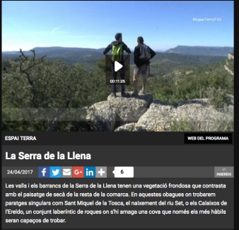 La Serra de la Llena al programa Espai Terra de TV3